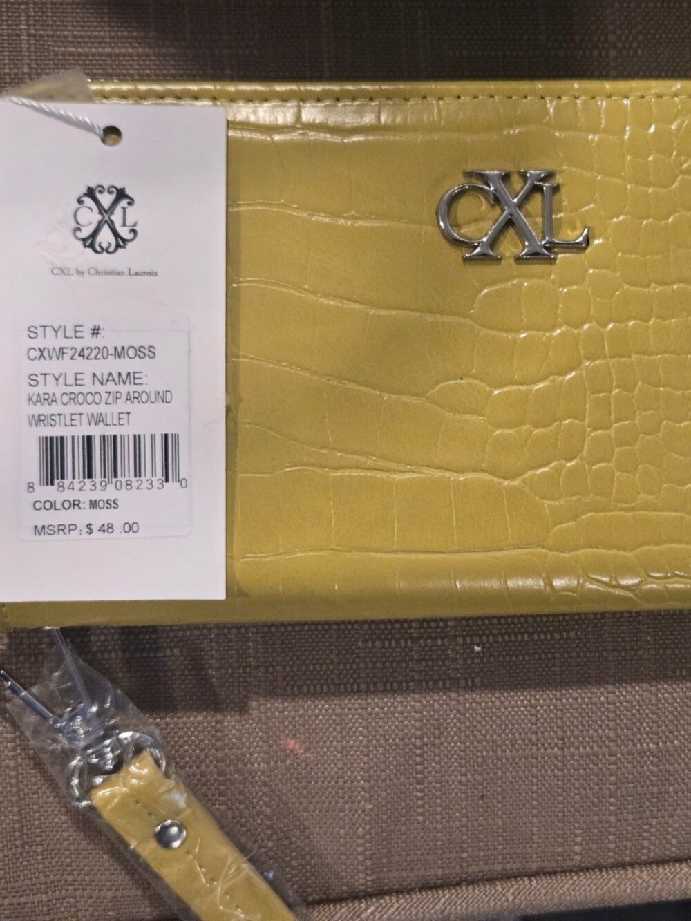 Christian Lacroix Wristlet Zip Around Moss Retail $48.00